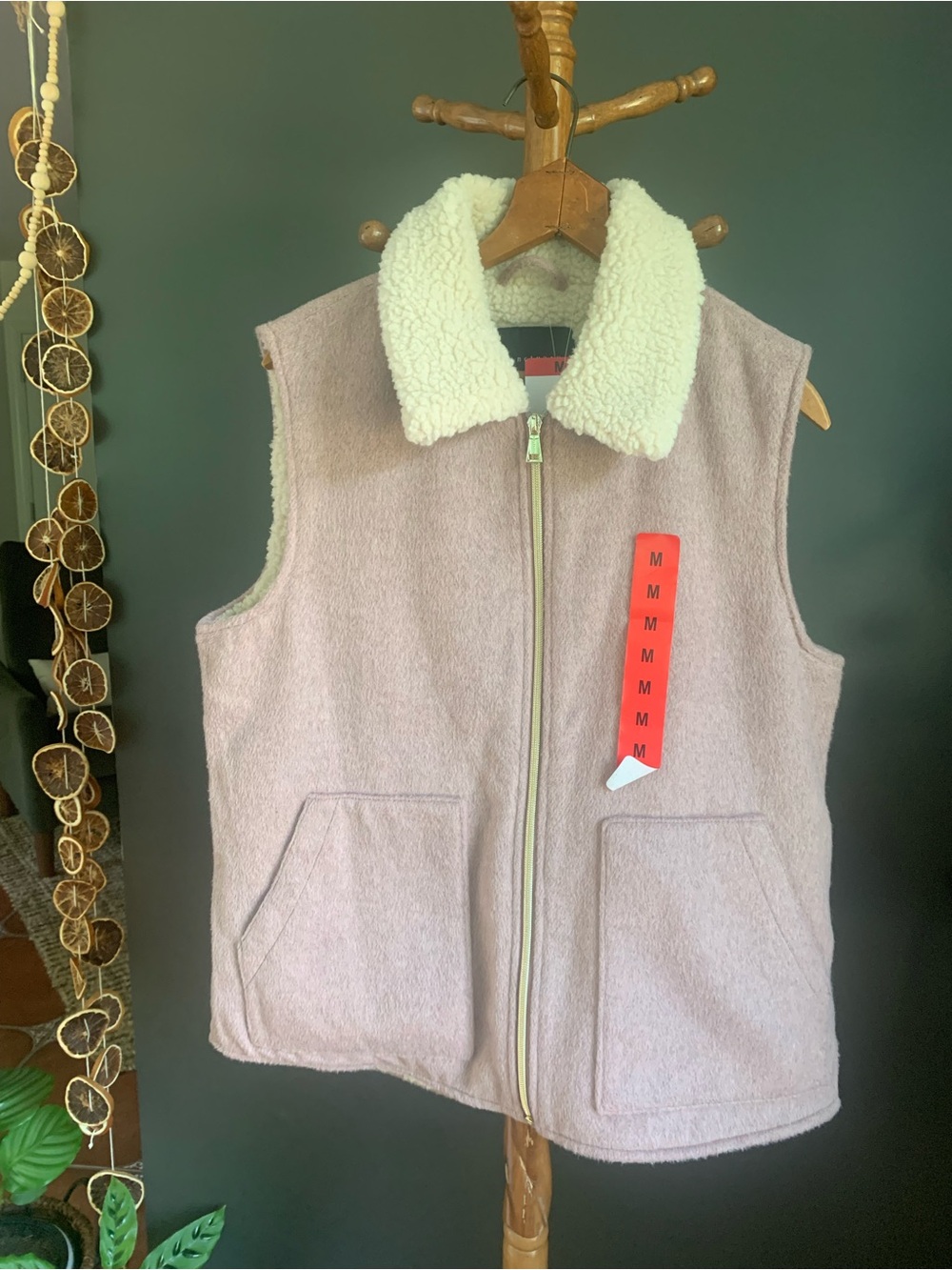 Sanctuary Mauve and Cream Sherpa Jacket